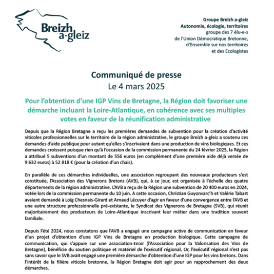 Communiqué de presse du 04/03/2025