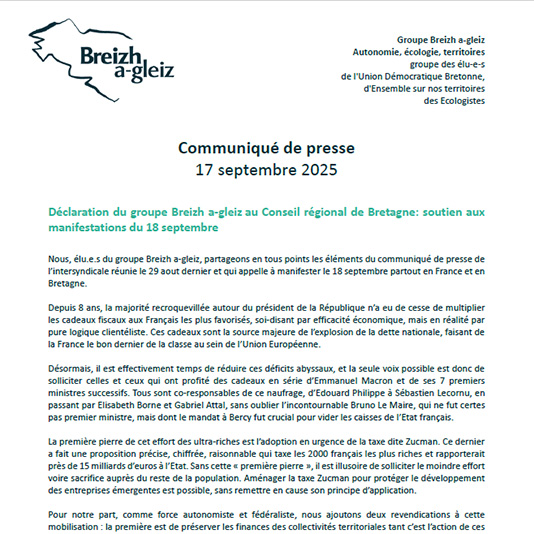 Communiqué de presse du 22/09/2025